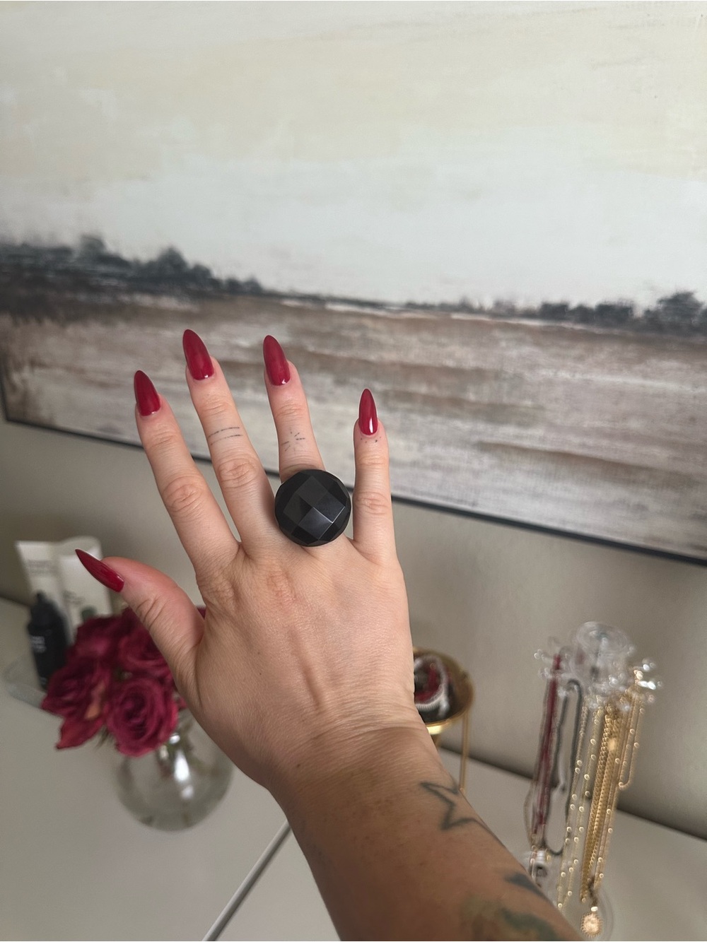 Natural Stone Statement Ring | Size 5.5–6 | 20g
